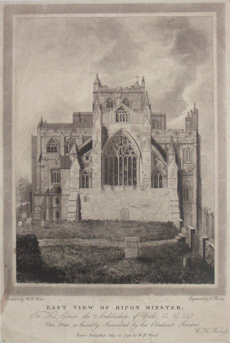 Aquatint - East View of Ripon Minster - Birnie